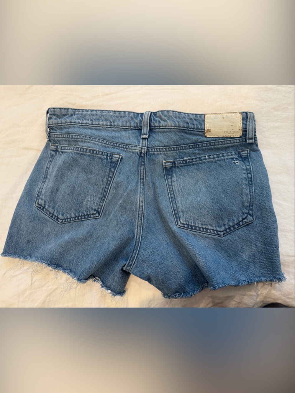 rag & bone Light Blue Frayed Hem Denim Shorts